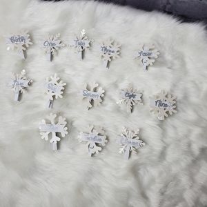 Clothes pins first birthday winter monthly photos